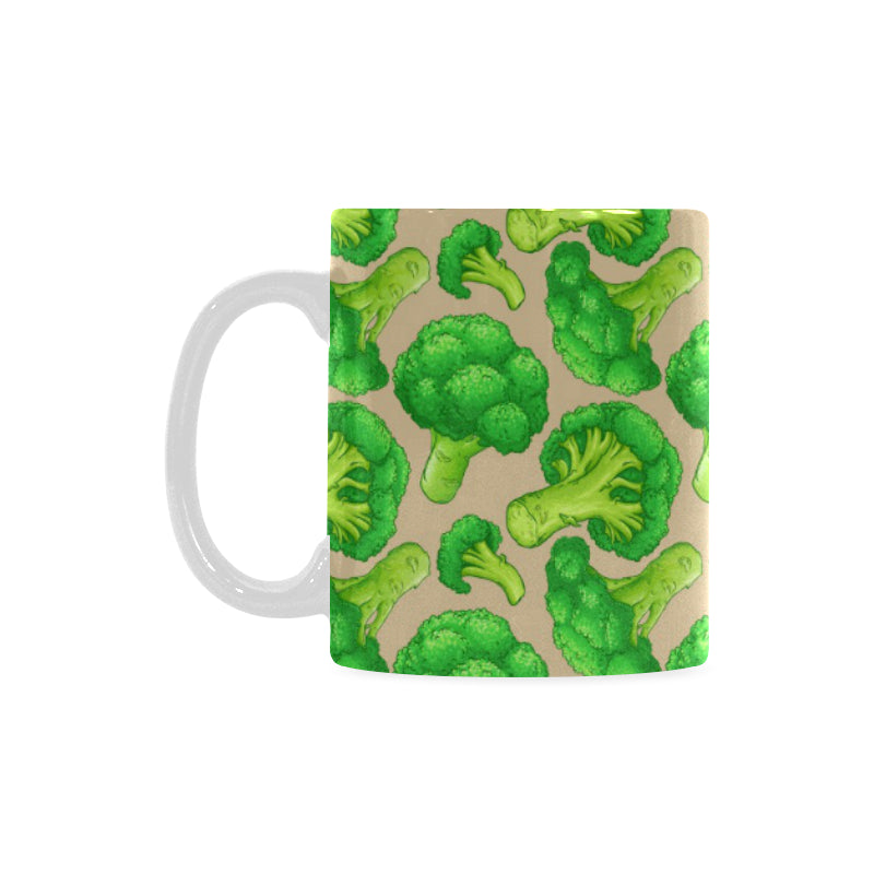 Broccoli Pattern Pink background Classical White Mug (FulFilled In US)