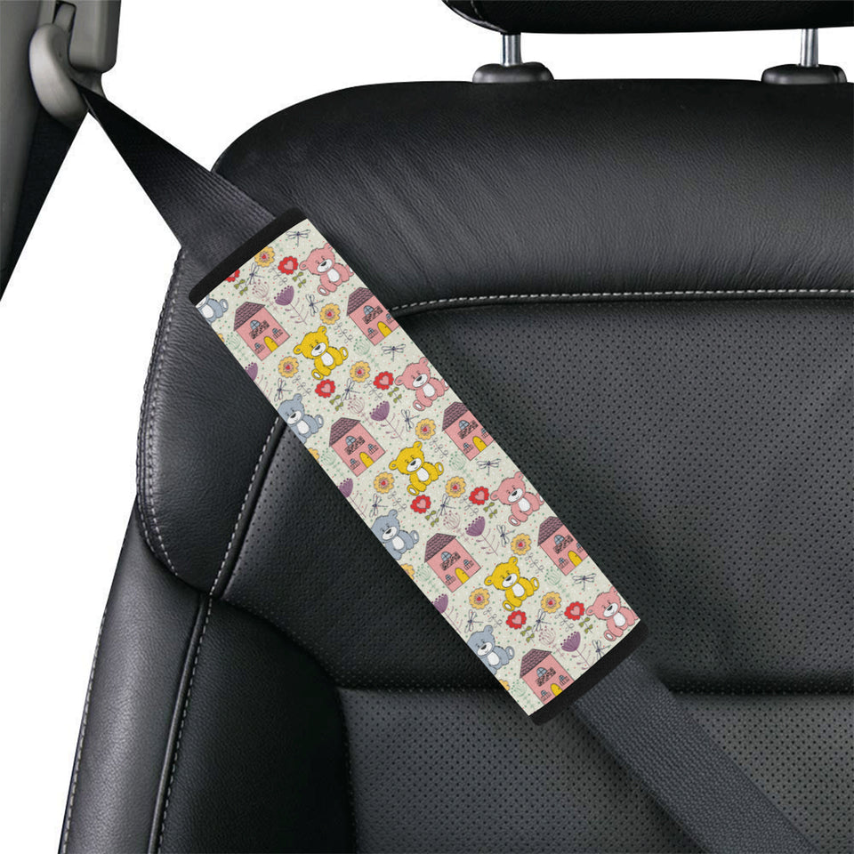 Teddy Bear Pattern Print Design 04 Car Seat Belt Cover