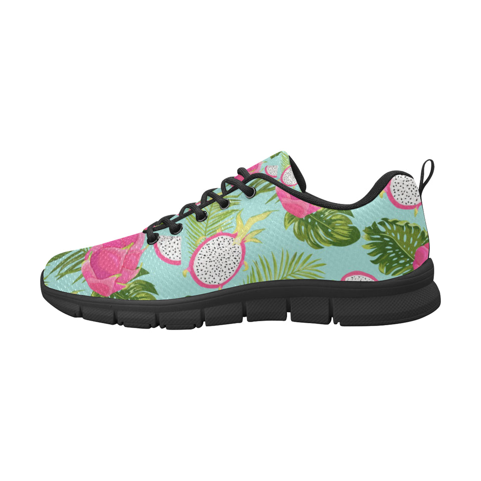 Dragon Fruit Leaves Pattern Men's Sneakers Black