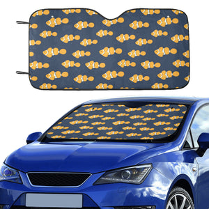 Clown Fish Pattern Print Design 01 Car Sun Shade