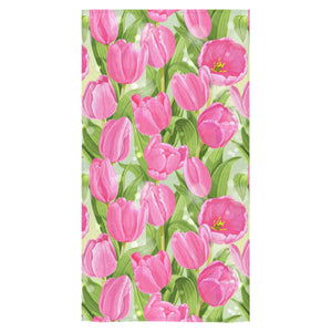 Pink Tulip Pattern Bath Towel