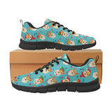 Christmas Corgi Pattern Men's Sneakers Black