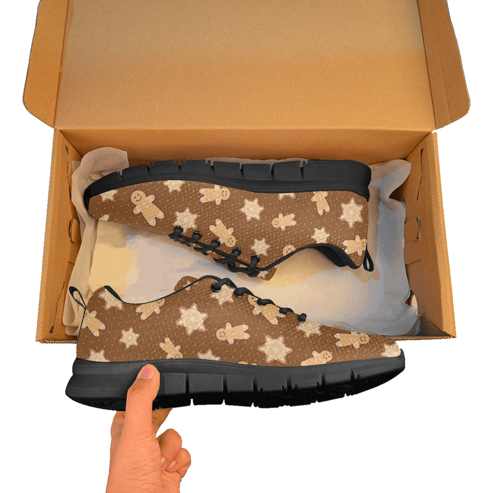 Christmas Gingerbread Cookie Pattern Men's Sneakers Black