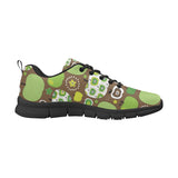 Green Apple Pattern Men's Sneakers Black