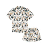 Skate Board Pattern Print Design 01 Kids' Boys' Girls' V-Neck Short Pajama Set