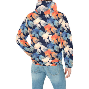 Goldfish Pattern Print Design 04 Men's Padded Hooded Jacket(ModelH42)