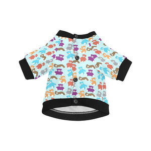 Teddy Bear Pattern Print Design 03 All Over Print Pet Dog Round Neck Fuzzy Shirt