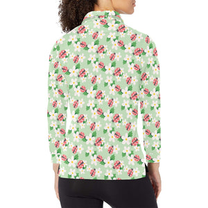 Ladybug Pattern Print Design 05 Women's Long Sleeve Polo Shirt