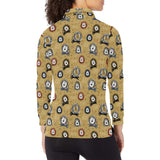 Lion Pattern Print Design 03 Women's Long Sleeve Polo Shirt