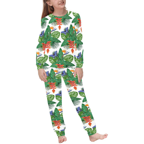 Heliconia Butterfly Leaves Pattern Kids' Boys' Girls' All Over Print Pajama Set