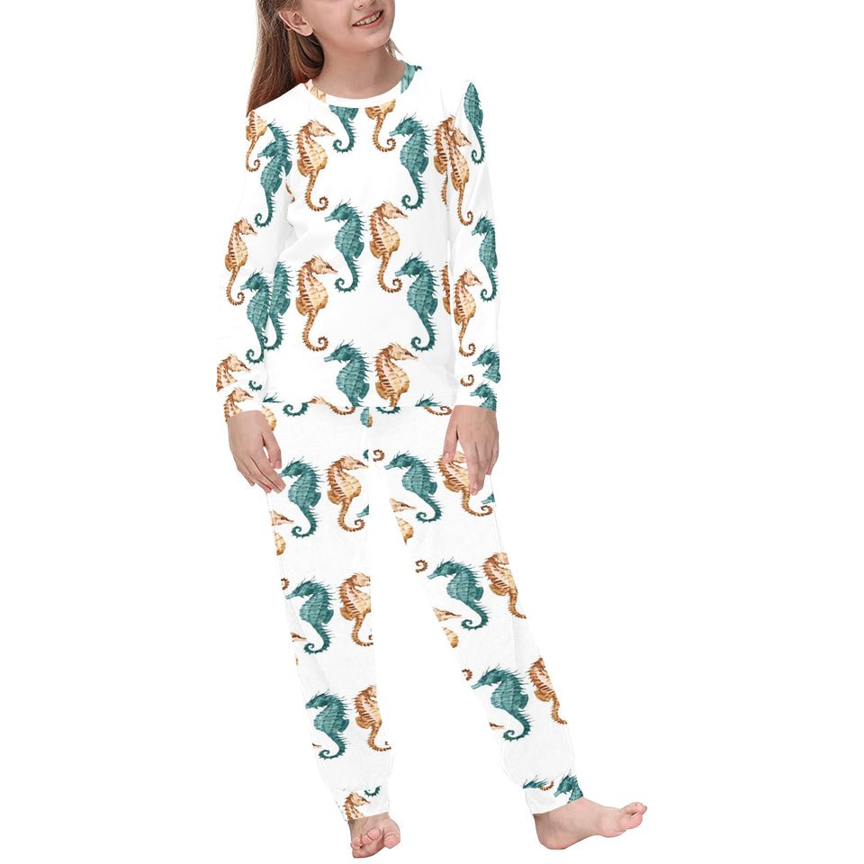 Seahorse Pattern Background Kids' Boys' Girls' All Over Print Pajama Set