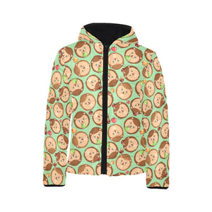 Hedgehog Pattern Print Design 01 Kids' Boys' Girls' Padded Hooded Jacket