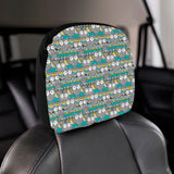 Owl Pattern Green Background Car Headrest Cover