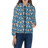 Popcorn Pattern Print Design 03 Women's Padded Hooded Jacket