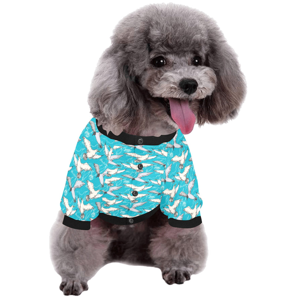 Seagull Pattern Print Design 03 All Over Print Pet Dog Round Neck Fuzzy Shirt