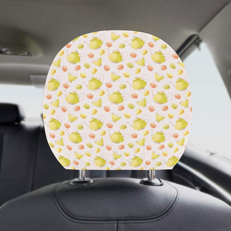 Tea pots Pattern Print Design 03 Car Headrest Cover