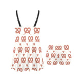 Pretzels Pattern Print Design 01 Chest Sexy Pleated Two Piece Swim Dress