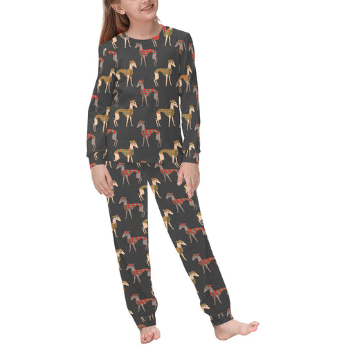 Greyhound Pattern Print Design 01 Kids' Boys' Girls' All Over Print Pajama Set