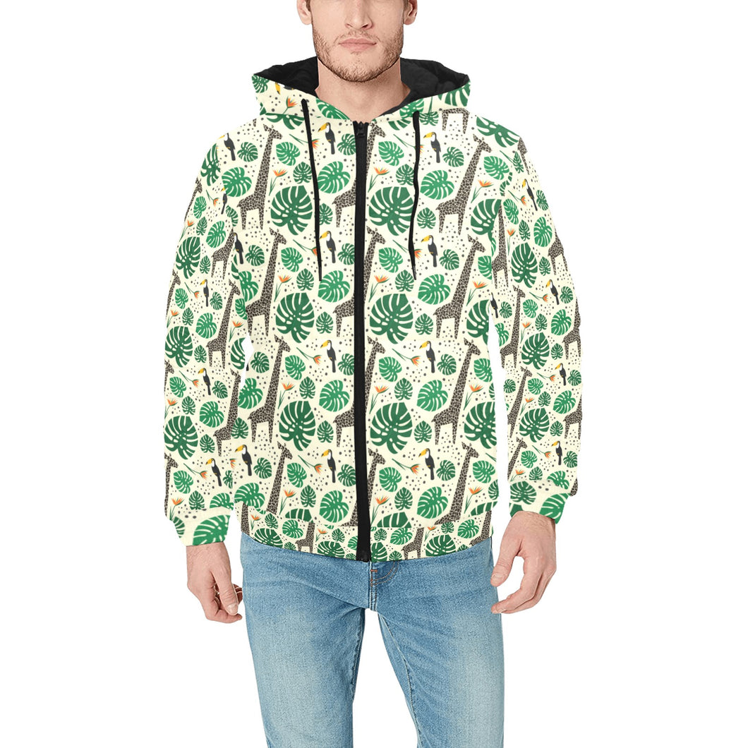 Giraffe Pattern Print Design 02 Men's Padded Hooded Jacket(ModelH42)