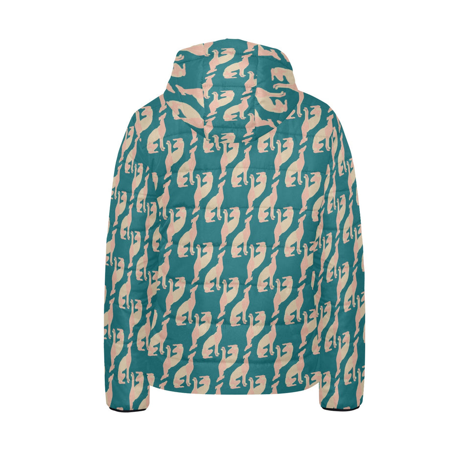 Greyhound Pattern Print Design 05 Kids' Boys' Girls' Padded Hooded Jacket