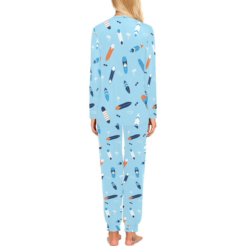 Surfboard Pattern Print Design 05 Women's All Over Print Pajama Set