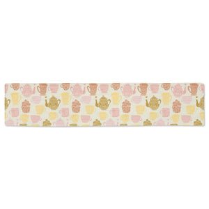 Tea pots Pattern Print Design 02 Table Runner