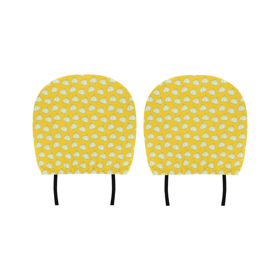 Garlic Pattern Yellow background Car Headrest Cover