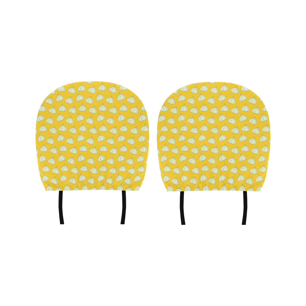 Garlic Pattern Yellow background Car Headrest Cover