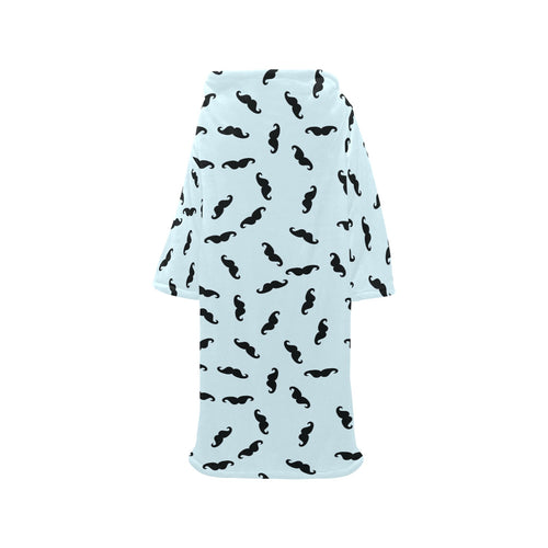 Mustache Beard Pattern Print Design 03 Blanket Robe with Sleeves