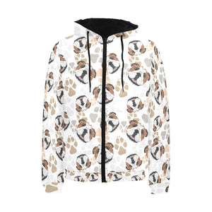 English Bulldog Pattern Print Design 01 Men's Padded Hooded Jacket(ModelH42)