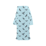 Pigeon Pattern Print Design 02 Blanket Robe with Sleeves