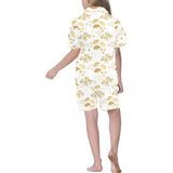 Gold Fan Japanese Pattern Kids' Boys' Girls' V-Neck Short Pajama Set