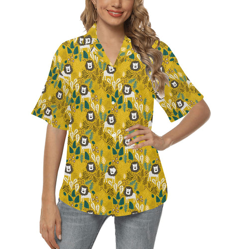 Lion Pattern Print Design 01 Women's All Over Print Hawaiian Shirt