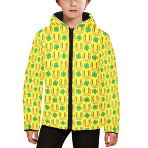 Horseshoes Pattern Print Design 01 Kids' Boys' Girls' Padded Hooded Jacket