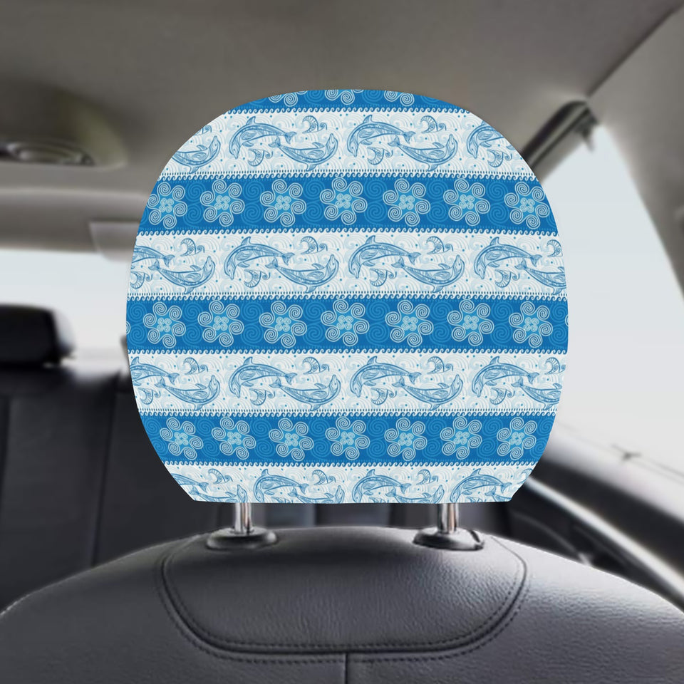 Dolphin Tribal Pattern Car Headrest Cover