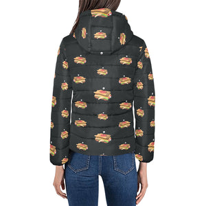 Sandwich Pattern Print Design 03 Women's Padded Hooded Jacket