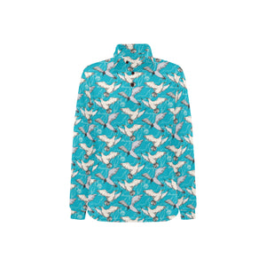 Seagull Pattern Print Design 03 Women's Long Sleeve Polo Shirt