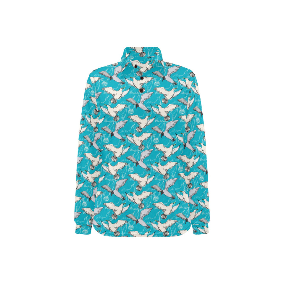 Seagull Pattern Print Design 03 Women's Long Sleeve Polo Shirt