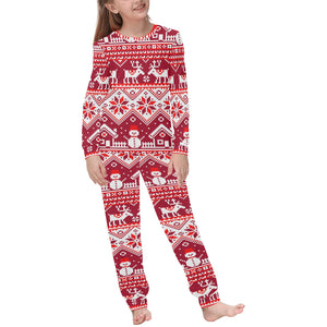 Snowman Sweater Printed Pattern Kids' Boys' Girls' All Over Print Pajama Set