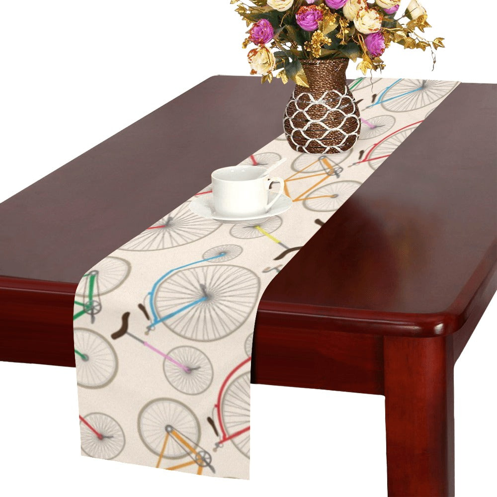 Bicycle Pattern Print Design 04 Table Runner