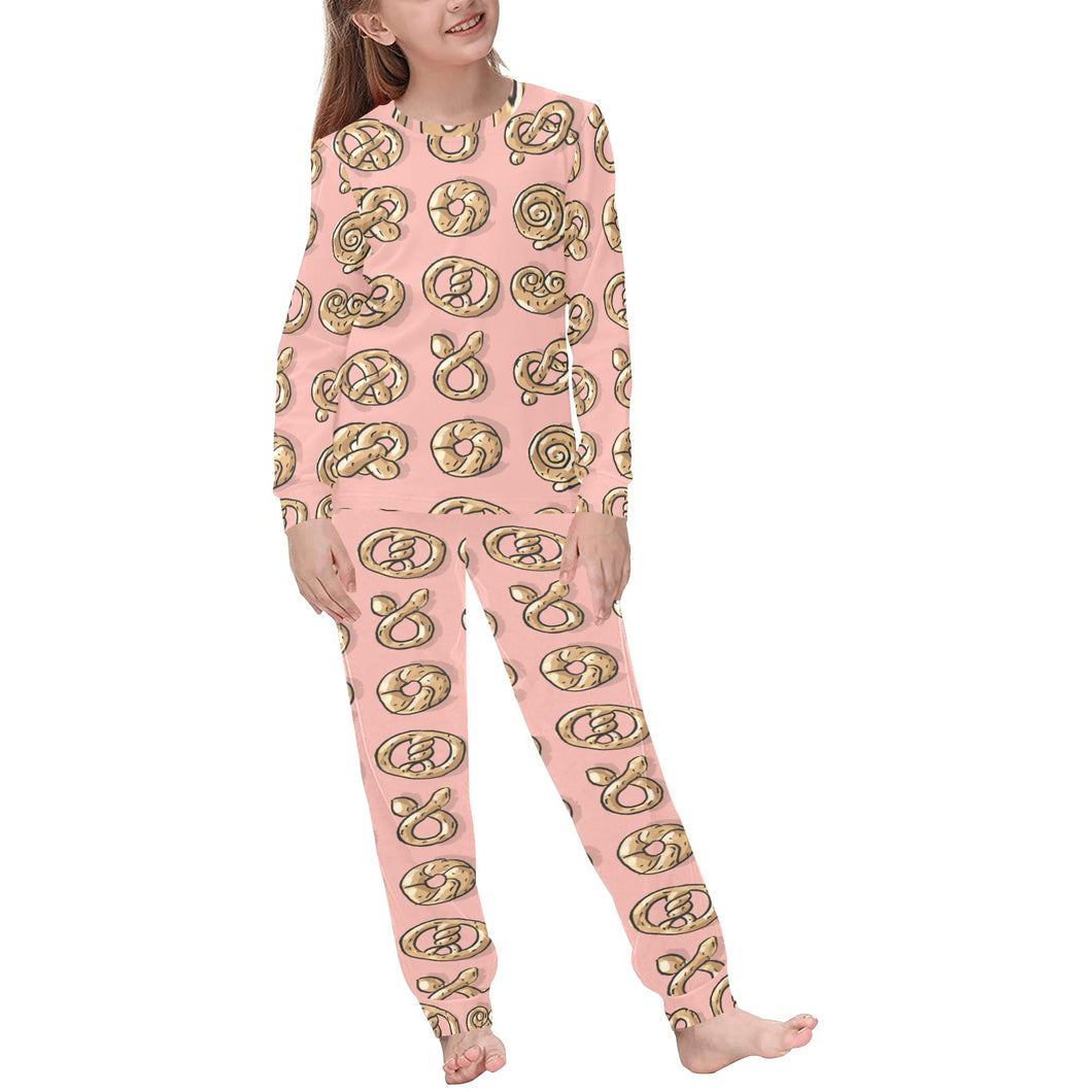 Pretzels Pattern Print Design 04 Kids' Boys' Girls' All Over Print Pajama Set