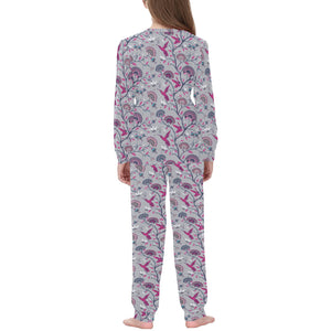 Hummingbird Pattern Print Design 04 Kids' Boys' Girls' All Over Print Pajama Set