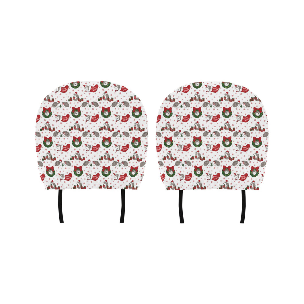 Hedgehog Pattern Print Design 05 Car Headrest Cover