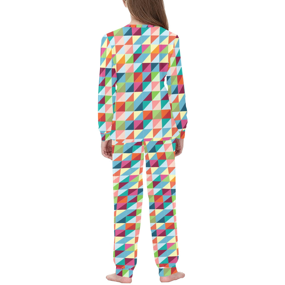 Rainbow Geometric Pattern Kids' Boys' Girls' All Over Print Pajama Set