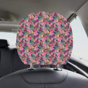 Hibiscus Pattern Print Design 03 Car Headrest Cover