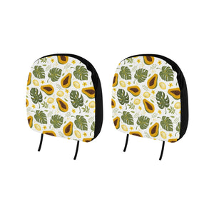 Papaya Leaves Flower Pattern Car Headrest Cover