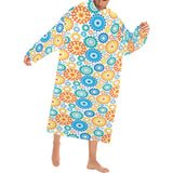 Gear Pattern Print Design 04 Blanket Robe with Sleeves