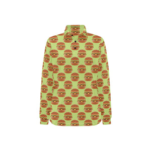 Hamburger Pattern Print Design 02 Women's Long Sleeve Polo Shirt