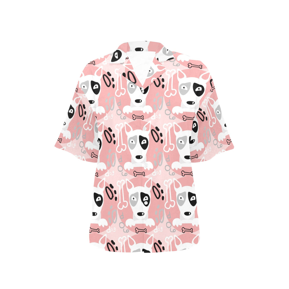 Bull Terrier Pattern Print Design 03 Women's All Over Print Hawaiian Shirt