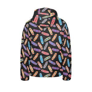 Skate Board Pattern Print Design 04 Kids' Boys' Girls' Padded Hooded Jacket